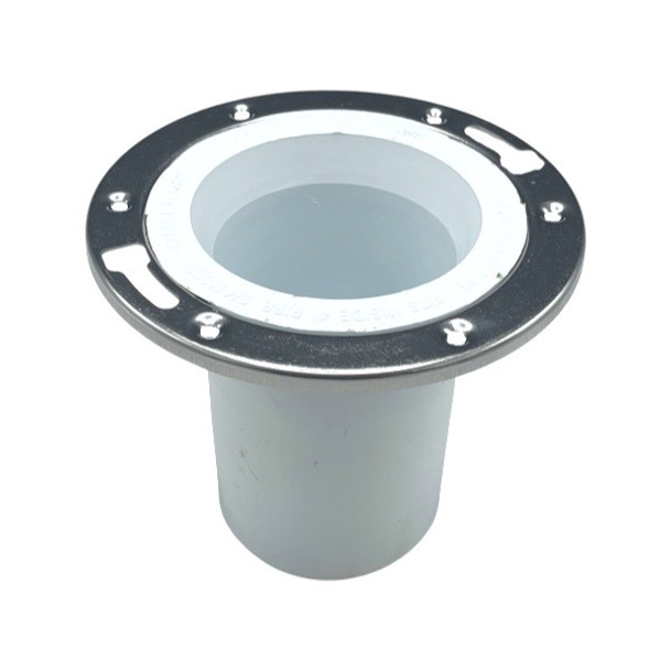 4″ Insert x 6″ Long PVC Closet Flange with SS Ring