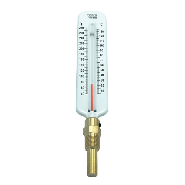 Hot Water Thermometer Straight Brass Well