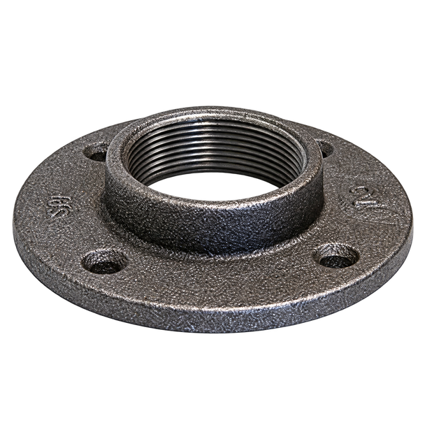 Black ductile iron floor flange, Figure 3190 with female npt hub