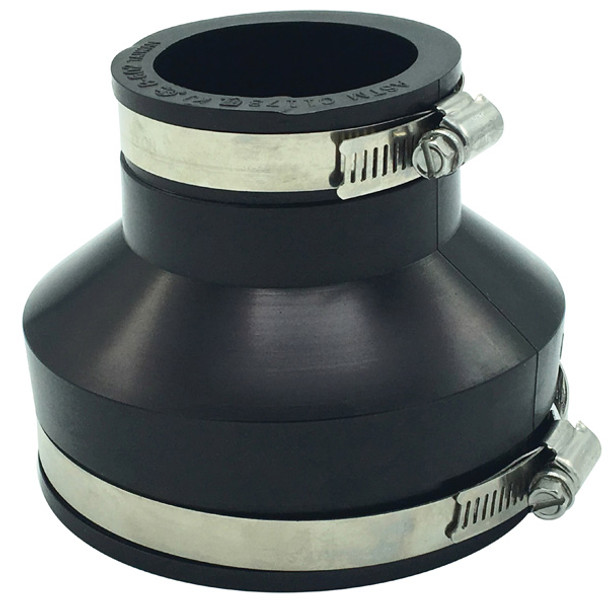 Rubber Transition Coupling 4″ X 2″ Cast Iron/PVC X Cast Iron/PVC