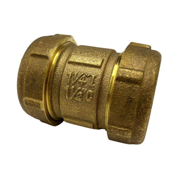1 1/4″ Short Brass Compression Coupling (Lead-Free)