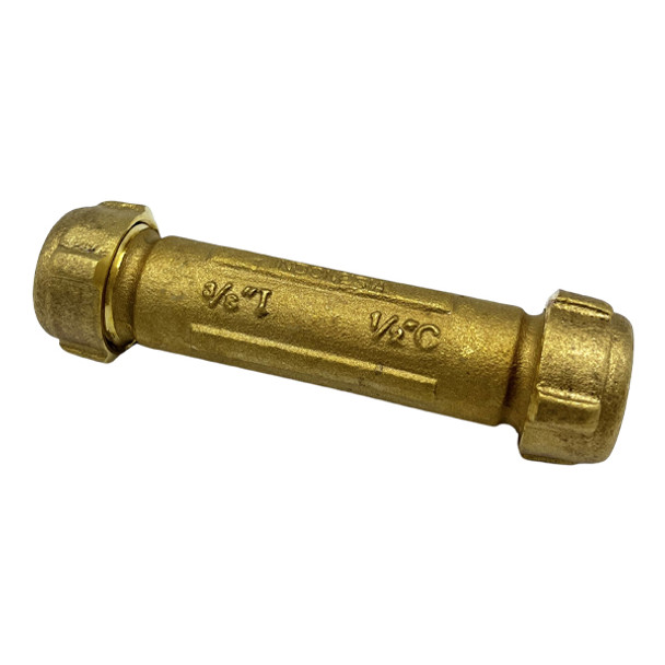 3/8″ Long Brass Compression Coupling (Lead-Free)