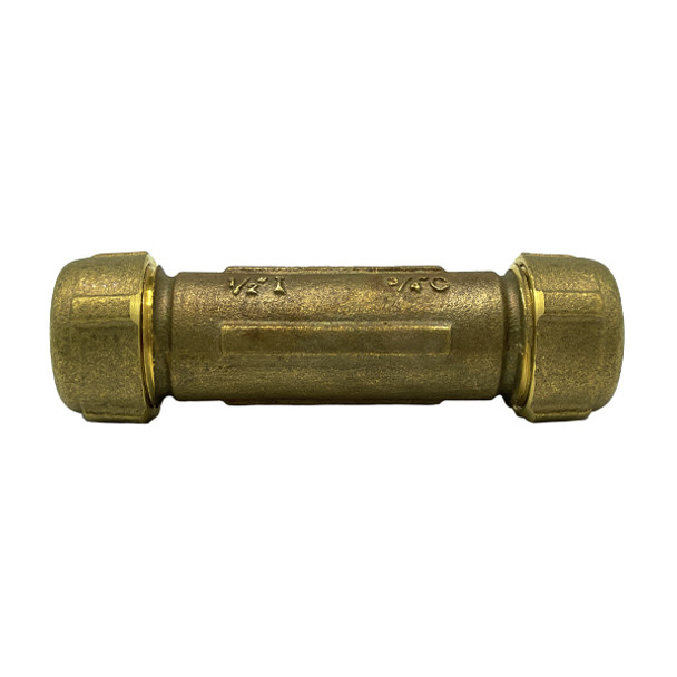 1/2″ Long Brass Compression Coupling (Lead-Free)