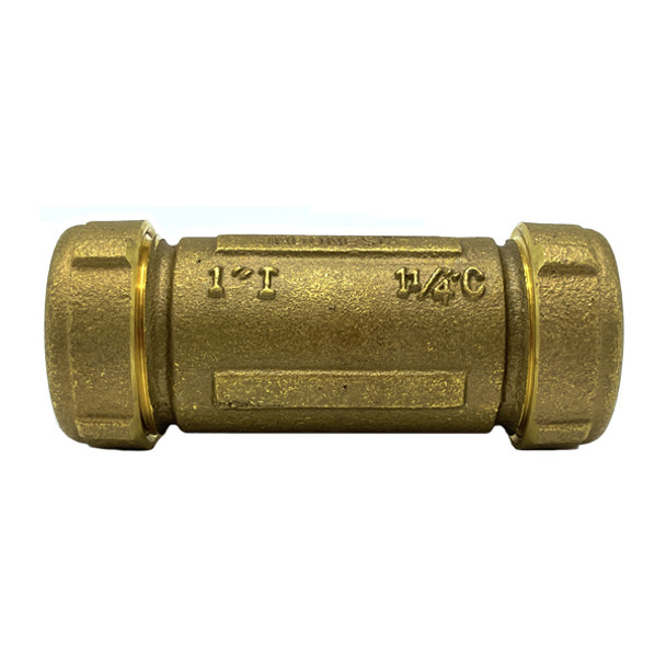 1″ Long Brass Compression Coupling (Lead-Free)