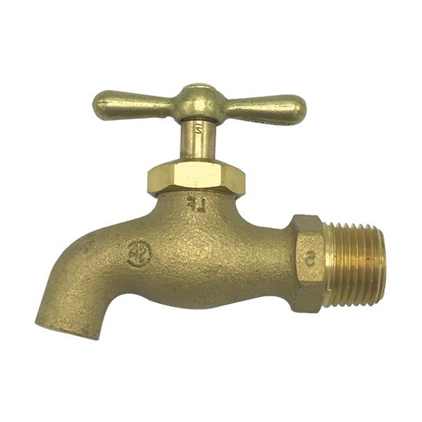 1/2″ Male Rough Brass Plain End Bibb – (Lead-Free)