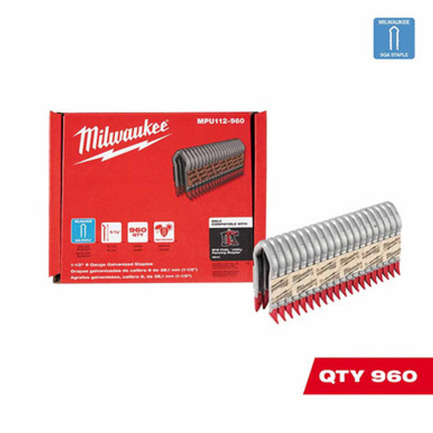 Milwaukee MPU112-960 1.5" 9 Gauge Galvanized Staples