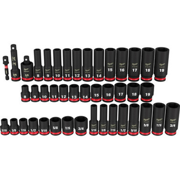 Milwaukee 49-66-7009 43PCSHOCKWAVE Impact Duty 3/8" Drive SAE & Metric Deep 6 Point Socket Set