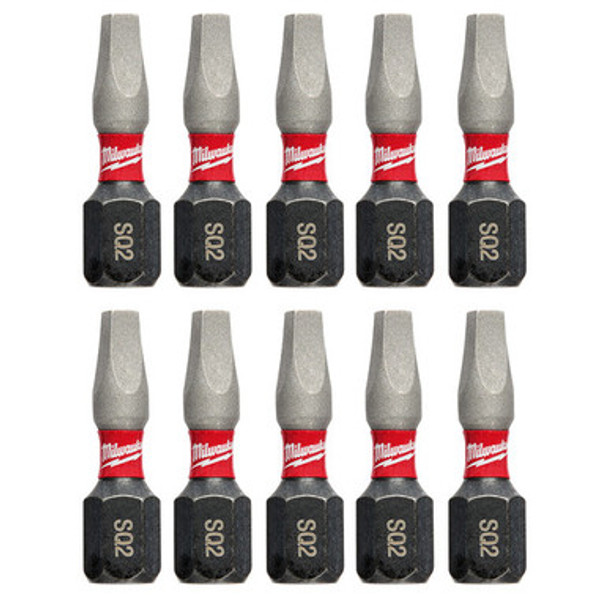 Milwaukee 48-32-5008 SHOCKWAVE Square Recess #2 Insert Bit (10-Piece Contractor Pack)