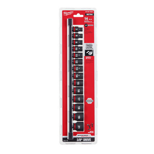 Milwaukee 49-66-7007 14PC SHOCKWAVE Impact Duty 3/8" Drive Metric Standard 6 Point Socket Set