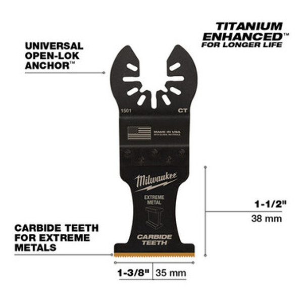 Milwaukee 49-25-1501 MILWAUKEE® OPEN-LOK 1-3/8" TITANIUM ENHANCED CARBIDE TEETH METAL BLADE 1PK