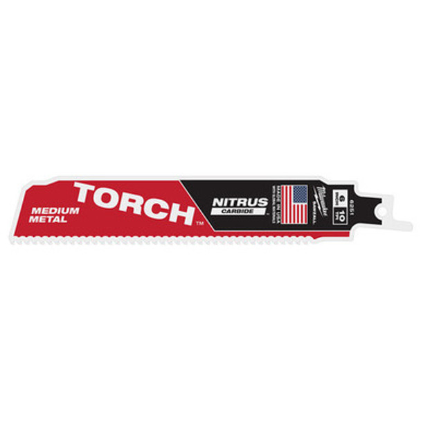 Milwaukee 48-00-6251 6" Reciprocating Saw Blade 10TPI The TORCH with NITRUS CARBIDE Teeth for Medium Metal 1PK