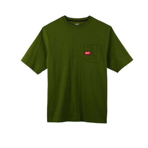 Milwaukee 601OG-XL Heavy Duty Pocket T-Shirt 601, Short Sleeve, Olive Green, XL