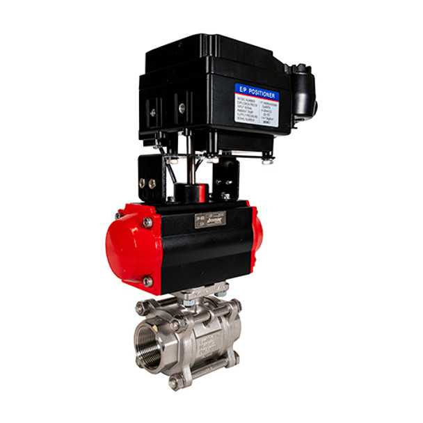 3 Piece 4 Bolt, Full Port, V-Ball, Threaded Connection, 1000 WOG, with ISO Mounting Pad