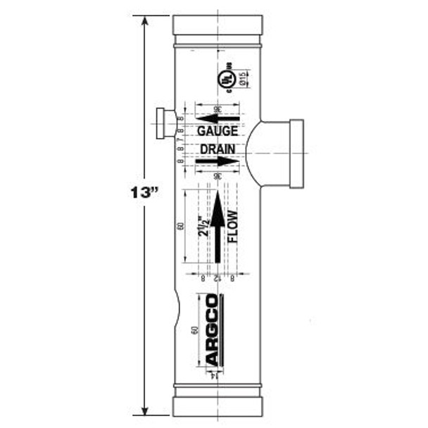 System Sensor Riser Manifold GROOVED w/Test  &  Drain Valve