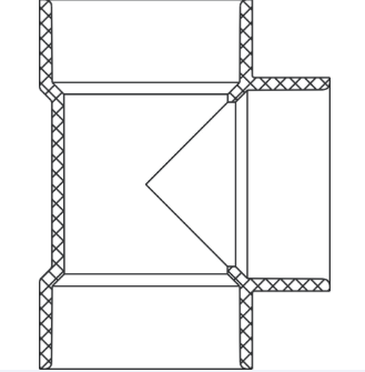 ABS DWV Vent Tee (HUB x HUB x HUB)