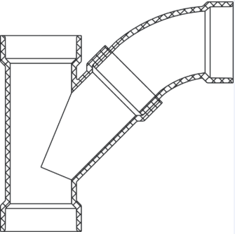 ABS DWV Combination Wye & 1/8 Bend (Two Piece) (HUB x HUB x HUB)