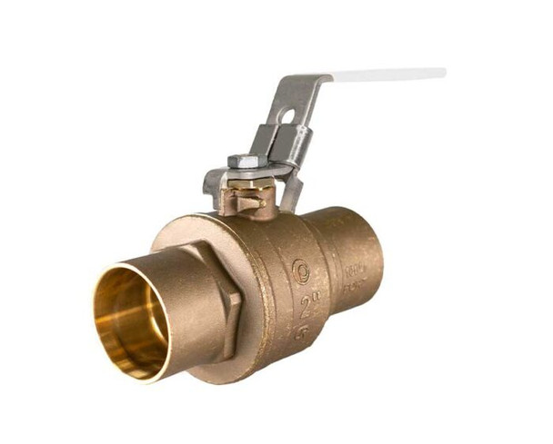 Lead Free Brass Ball Valve, Full Port, 2 Piece, Solder Connection, Dezincification Resistant Brass with Stainless Steel Trim, Locking Handle, 600 WOG
