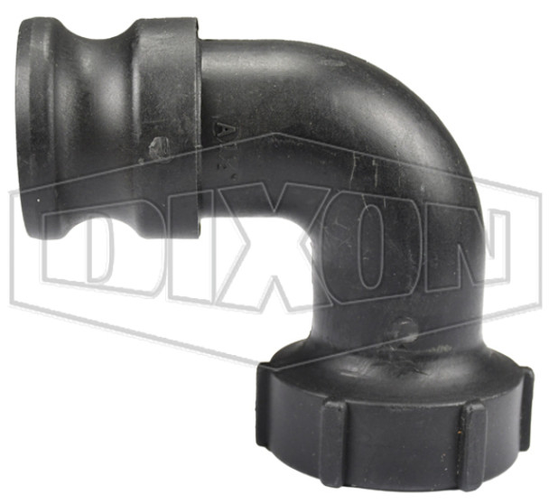 90PPA150 - Glass-Filled Polypropylene Cam & Groove Type A 90° Elbow Adapter x Female NPT