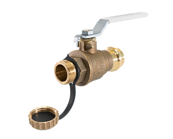 Lead Free Brass Ball Valve, Full Port, 2 Piece, Press x Hose Connection with Hose Cap, 250 WOG