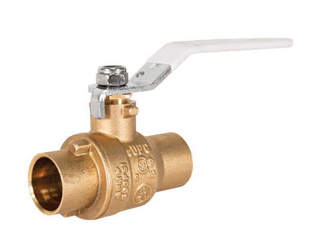 Lead Free Brass Ball Valve, Full Port, 2 Piece, Solder Connection, Dezincification Resistant Brass with Stainless Steel Ball and Stem, 600 WOG
