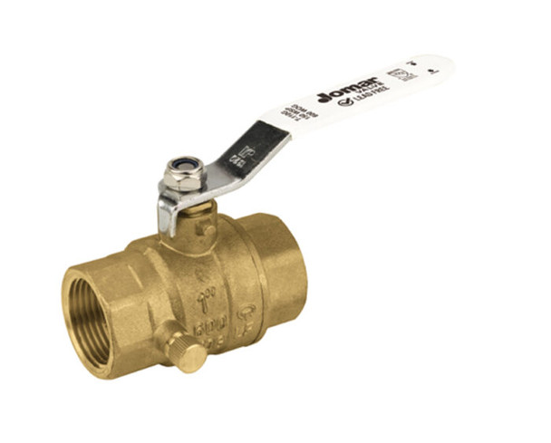 Lead Free Brass Ball Valve, Full Port, 2 Piece, Threaded Connection, Stainless Steel Ball and Stem with Drain, Dezincification Resistant Brass, 600 WOG