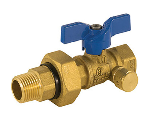 Gas Ball Valve, 2 Piece, Integrated Dielectric Union End, with Side Tap, 600 WOG
