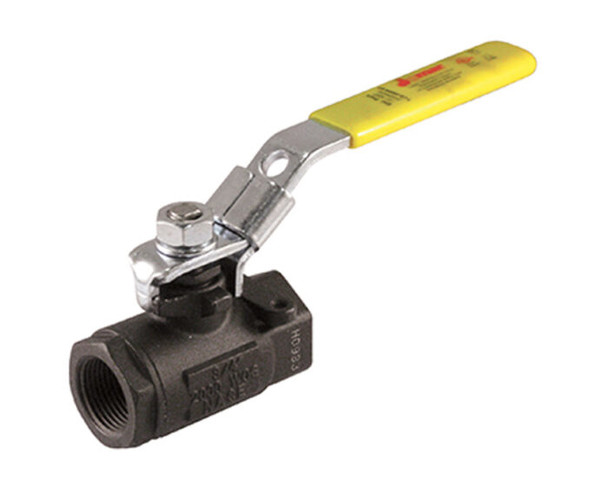 Carbon Steel Ball Valve, 2 Piece, Standard Port, Threaded Connection, 2000 WOG, Stainless Steel Ball and Stem