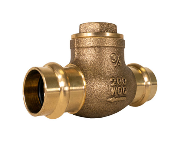 Lead Free Brass Horizontal Swing Check Valve, Press Connection, Dezincification Resistant Brass, Class 125, 200 WOG