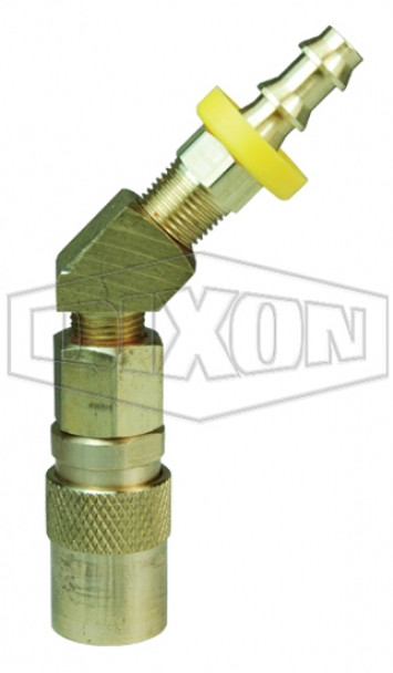 2CM4B3-B-E - CM-Series Industrial Mold Unvalved Coupler 45° Push-Loc Barb