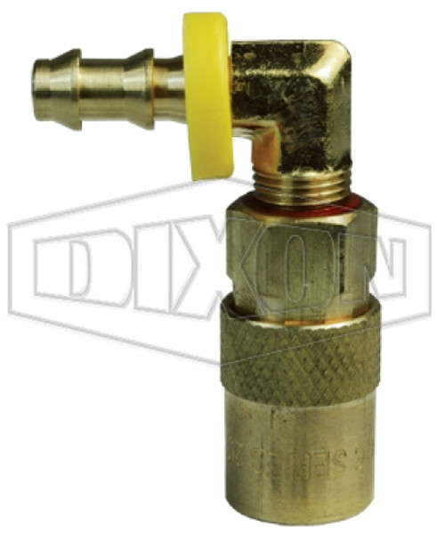 2CM9B3-B-E - CM-Series Industrial Mold Unvalved Coupler 90° Push-Loc Barb