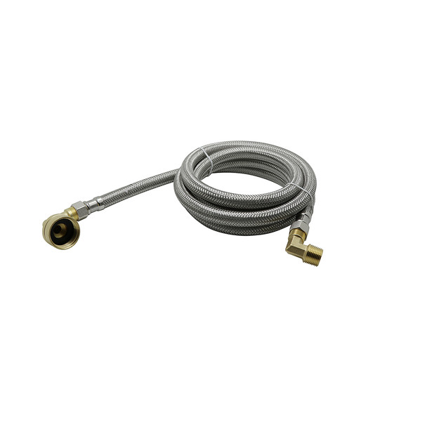 3/8" OD x 3/8" MPT x 60" Dishwasher Connector w/ 3/4" Hose Fitting & 90 Degree Elbow