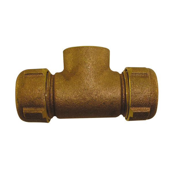 1" CTS X 1" CTS X 3/4" IPS Bronze Compression Tee- Lead Free