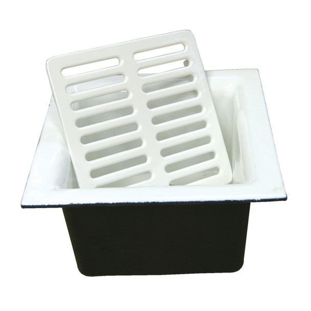 2" No-hub Cast Iron White Porcelain Floor Sink Less Grate