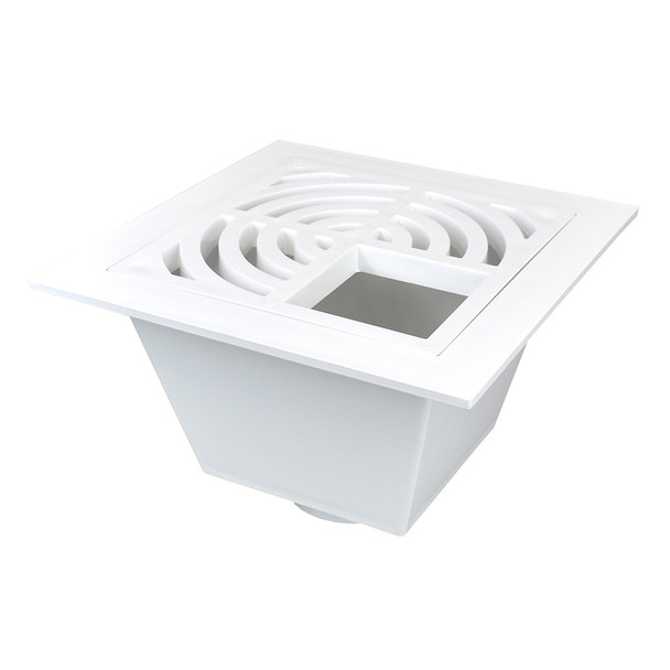 4" Hub PVC Floor Sink w/ 3/4" Grate Flat Strainer