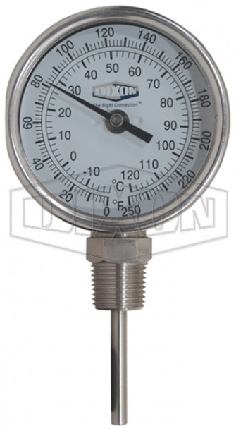 31040104 - Model 31 Bi-Metal Bottom Connected 90° Angle 3" Face Thermometer