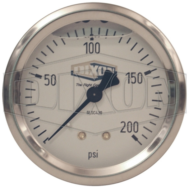 GLSC450 - Liquid Filled Center Back Mount Stainless Case Gauge GLSC450 - Liquid Filled Center Back Mount Stainless Case Gauge