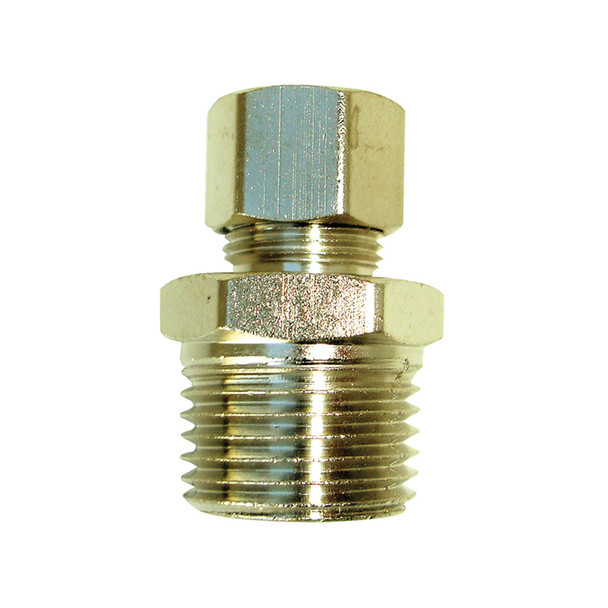 3/8" OD x 1/2" MPT Brass Compression Coupling- Lead Free- Chrome Plated