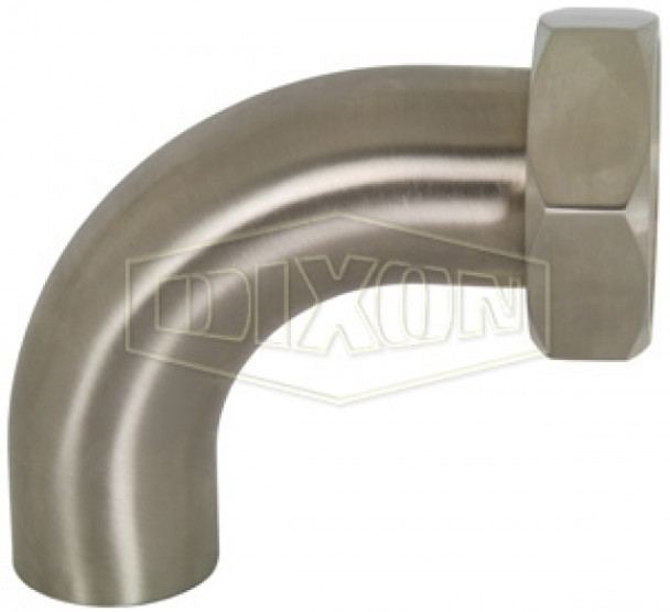 B2FP-G400 - Polished 90° Plain Bevel Seat with Hex Nut x Weld Elbow