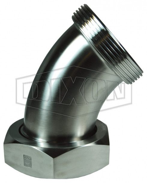 B2P-G400 - Threaded Bevel Seat x Plain Bevel Seat with Hex Nut 45° Elbow