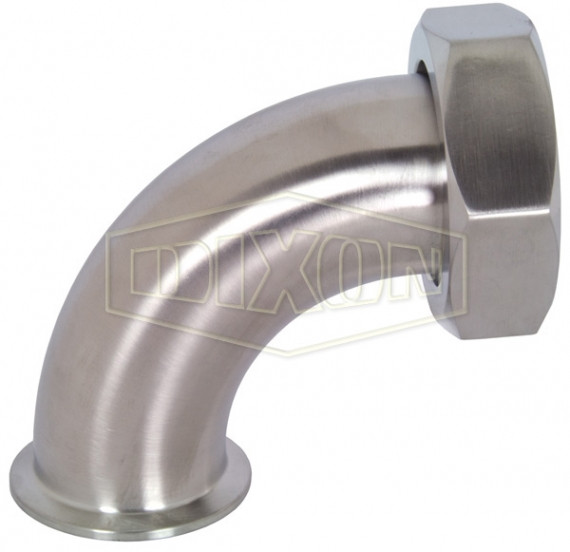 B2FMP-14-G100 - 90° Clamp x Plain Bevel Seat with Hex Nut Elbow