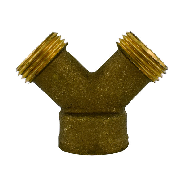 Brass Siamese "Y" Connector- Lead Free(3/4FHT inlet x 3/4"MHT outlets)