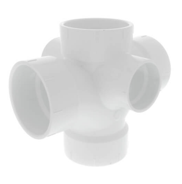 PVC DWV Double Sanitary Tee w/ R & L Side Inlet (All HUB)