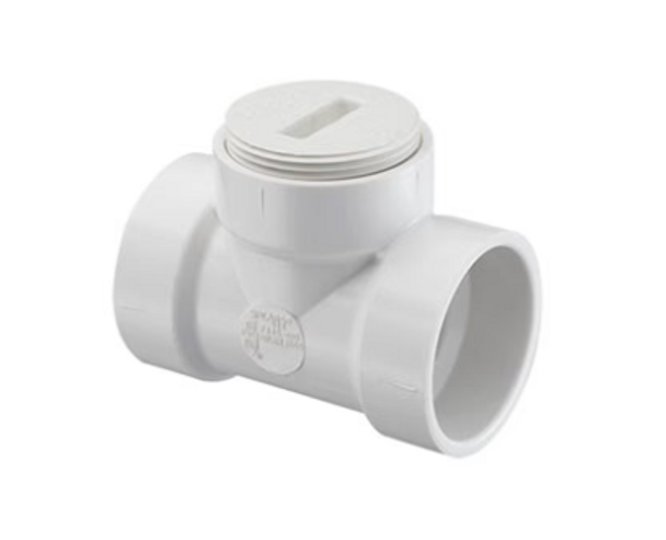 PVC DWV Flush Cleanout Tee w/C.O. Plug (HUB x HUB x FPT)