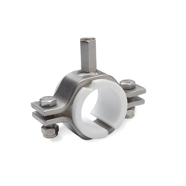 2" OD Tube Size Hexagonal tube hangers with Polypropylene (PP) sleeves and 3/8" coupling collar.