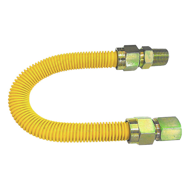 1/2" FIP x 1/2" MIP x 12" L Poly Coated Gas Connector (3/8" OD Hose)