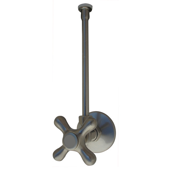 5/8"OD x3/8"OD Qtr Turn Angle X-Handle Closet Supply Kit- PVD Satin Nickel