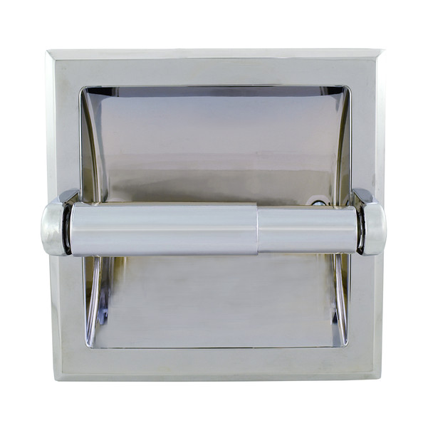 RECESSED TOILET PAPER HOLDER W/ CHROME PLATED ROLLER