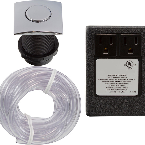 Air Switch Kit Square for Disposer/ Jetted Tubs - Chrome Plated