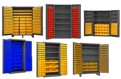 HEAVY DUTY ALL-WELDED BIN & SHELF 14 GA. STEEL STORAGE CABINETS - HDCL48-842S6DS-08T