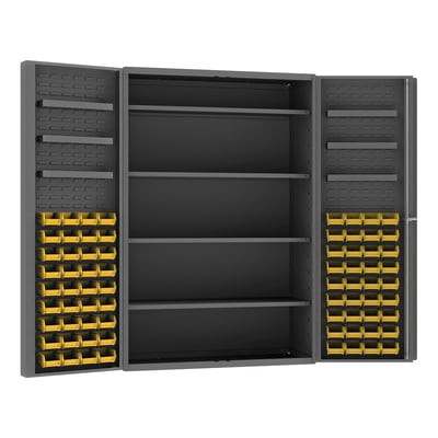 HEAVY DUTY ALL-WELDED BIN & SHELF 14 GA. STEEL STORAGE CABINETS - HDC48-724S6DS